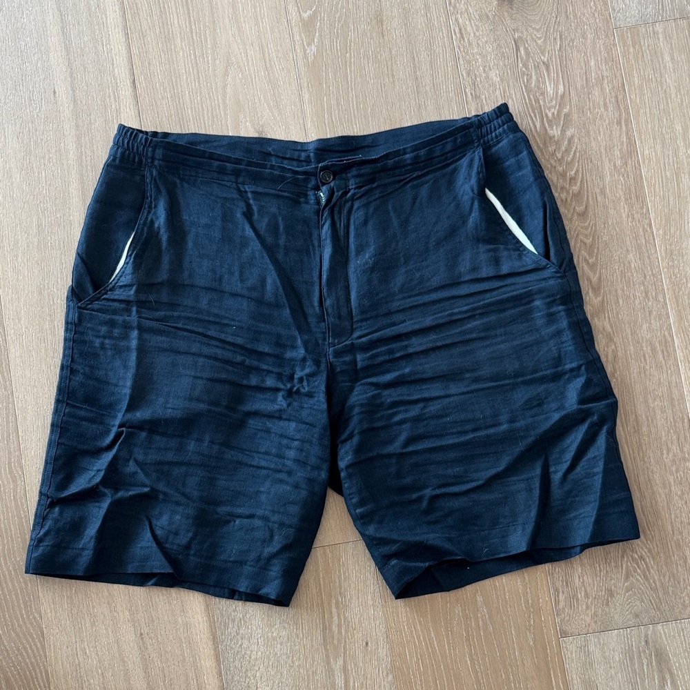Loro Piana Navy Flat Front Shorts
